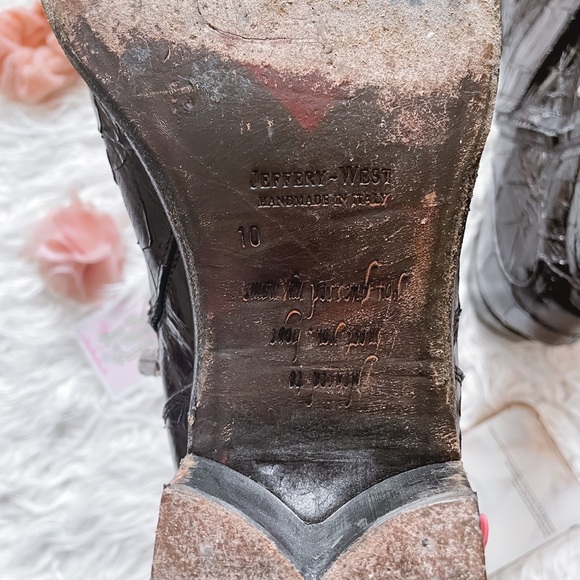 Jeffrey West Italian Croc Red and Black Buckle Leather Boots - Picture 7 of 8